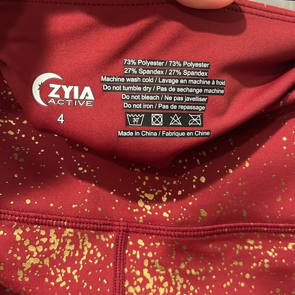 NWT ZYIA Active Red Stay Gold Light n Tight Hi-Rise 7/8 24” Leggings in Size 4! - Picture 7 of 10